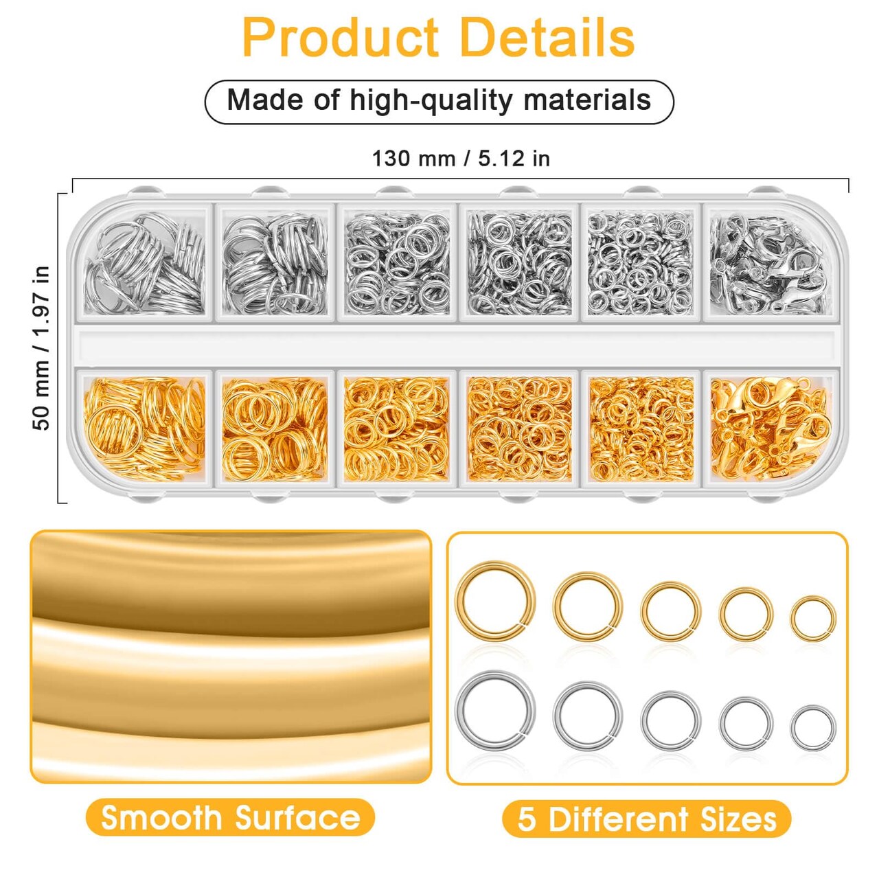 Approx. 1200 pieces Jump Rings for Jewelry Making Supplies and Necklace Repair with Jump Ring Pliers and Open Jump Ring( Silver and Gold)